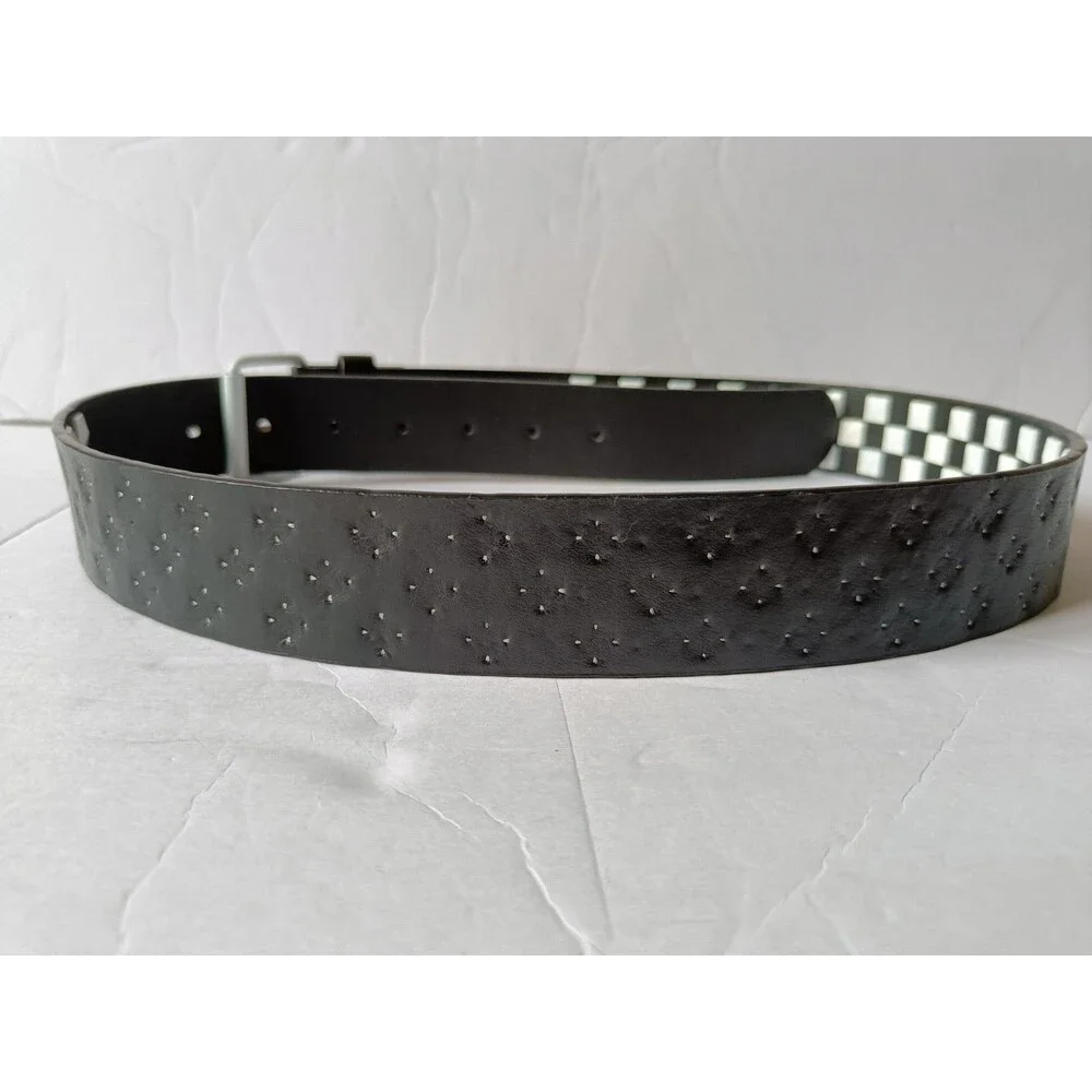 Studded Belt Men's Size 36-38 White Faux Leather Adjustable